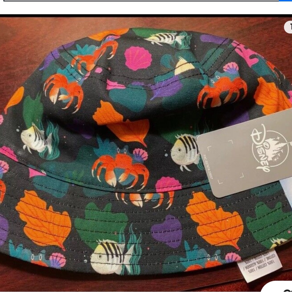 NWT Disney Ariel The Little Mermaid Reversible Bucket Sun Hat - Adult